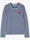 Women s Heart Wappen Striped Navy Long Sleeve T Shirt AZ T163 051 2 - COMME DES GARCONS - BALAAN 1