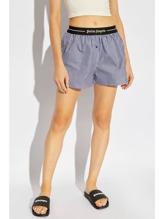 Palm Angels Striped Pattern Shorts, Women's, Blue - PALM ANGELS - BALAAN 3