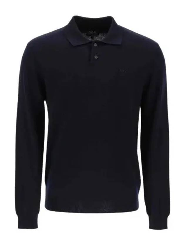 Jacob Logo Wool Long Sleeve Polo Shirt Dark Navy - A.P.C. - BALAAN 2