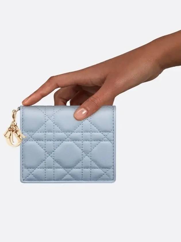 Lady Dior Gardenia Mini Half Wallet Blue - DIOR - BALAAN 8