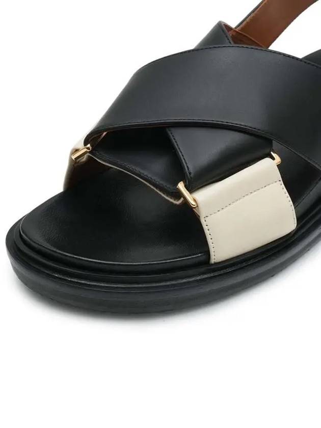 Women's Fussbet Sandals Black White - MARNI - BALAAN.