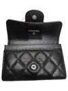 A80799 Classic Caviar Black Silver Snap Card Holder Business - CHANEL - BALAAN 8