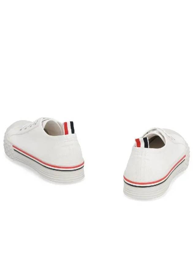 Striped Trim Lace-up Low Top Sneakers White - THOM BROWNE - BALAAN 4