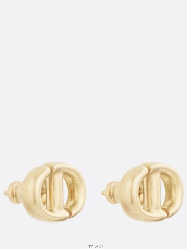 CD Navy Stud Metal Earrings Pink Gold Finish - DIOR - BALAAN 3