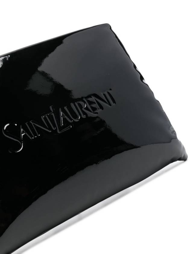 Large Puffy Patent Canvas Pouch Black - SAINT LAURENT - BALAAN 5