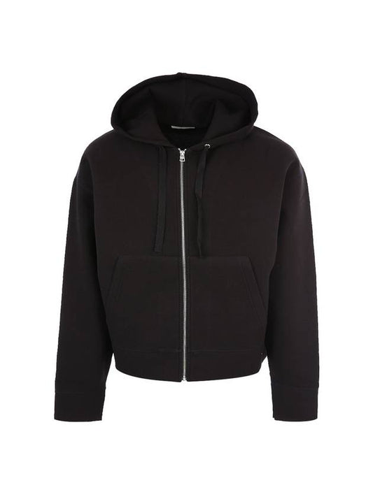 Wool Viscose Zip-Up Hoodie Black - AMI - BALAAN 2