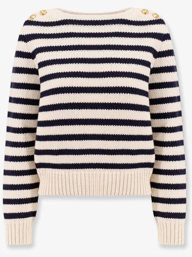 Marinière Boat Neck Knit Top Navy Off White - CELINE - BALAAN 1