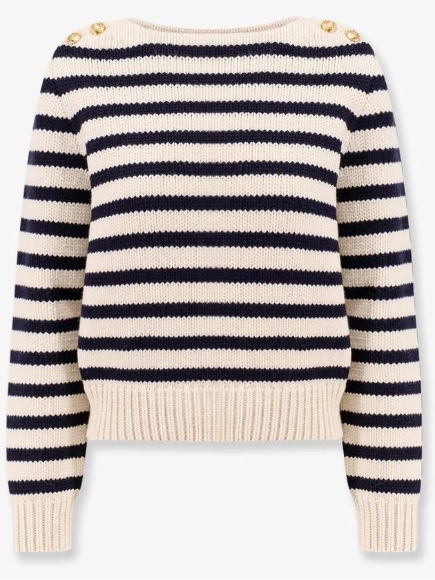 Marinière Boat Neck Knit Top Navy Off White - CELINE - BALAAN 1