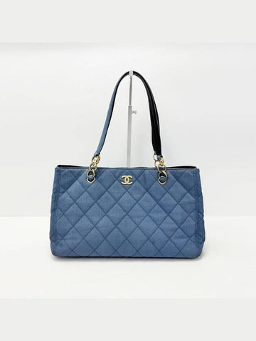 Light blue quilted denim canvas 8th division chain shoulder bag 4VCHB27321 - CHANEL - BALAAN 1