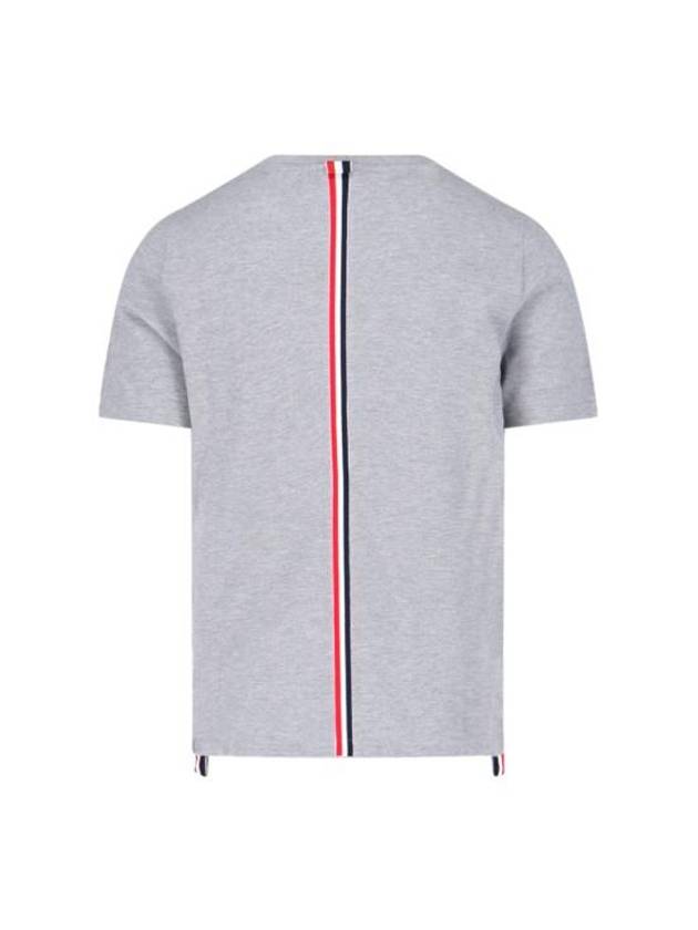 Men's Center Back Striped Short Sleeve T-Shirt Light Grey - THOM BROWNE - BALAAN 3