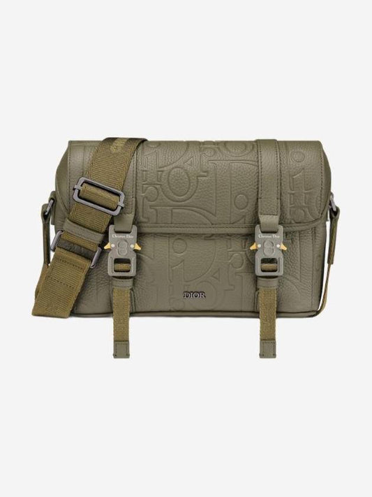 Hit The Road Grained Calfskin Flap Messenger Bag Khaki - DIOR - BALAAN 1