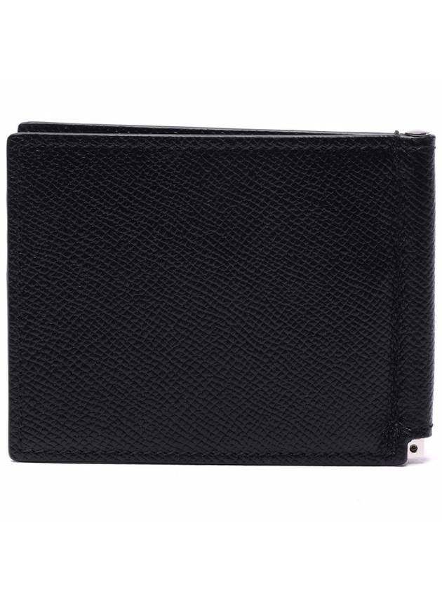 Men's TB Money Clip Grainy Leather Half Wallet Black - BURBERRY - BALAAN 5