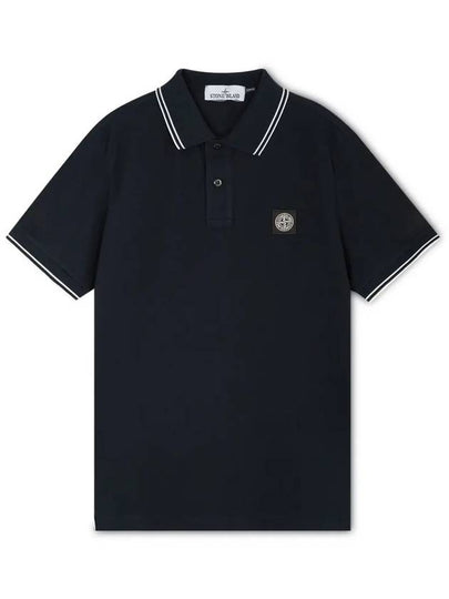 Logo Patch Polo Shirt Navy - STONE ISLAND - BALAAN 2