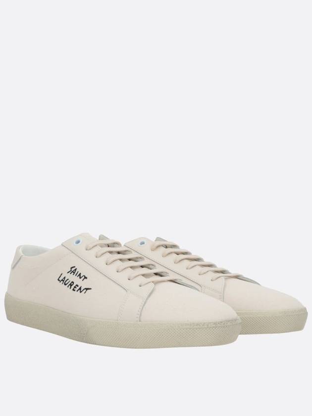 Court Classic SL/06 Embroidered Sneakers In Canvas And Leather Cream - SAINT LAURENT - BALAAN 3