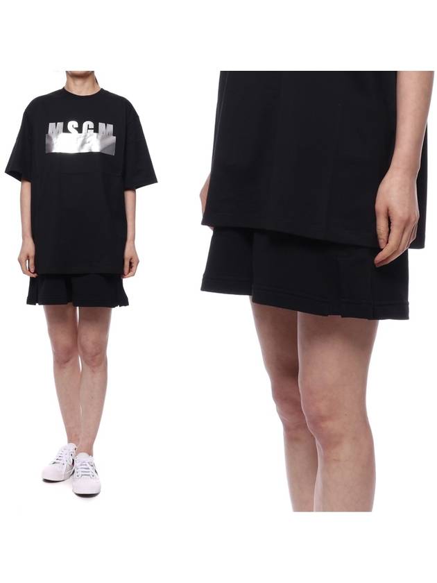 Women's Micro Logo Bermuda Cotton Shorts Black - MSGM - BALAAN 2