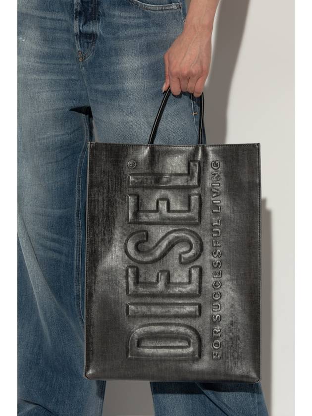 DSL 3D Logo Large Tote Bag Black - DIESEL - BALAAN 2