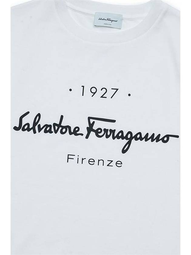 1927 Signature Short Sleeve T-Shirt White - SALVATORE FERRAGAMO - BALAAN 5