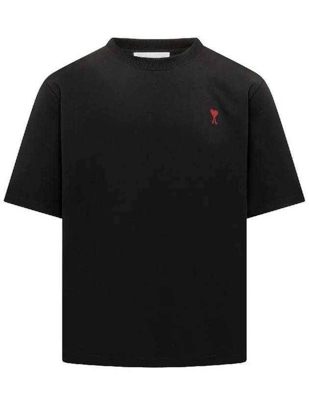 Small Heart Logo Boxy Fit Short Sleeve T-Shirt Black - AMI - BALAAN 2