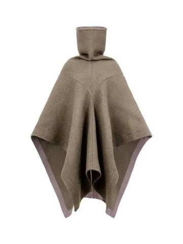 WOMEN Alpaca Wool Cowl Neck Poncho Dark Brown 271786 - RICK OWENS - BALAAN 1