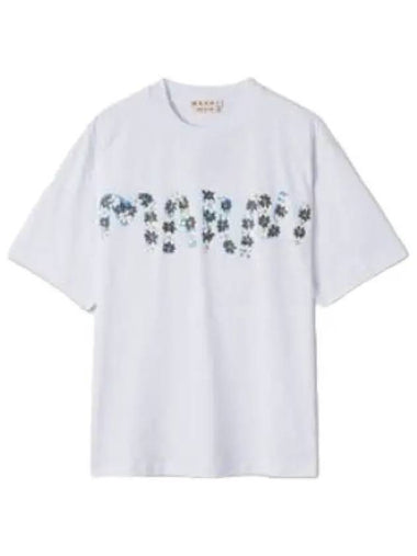 Daisy Logo Print Jersey Short Sleeve T Shirt Lily White - MARNI - BALAAN 1