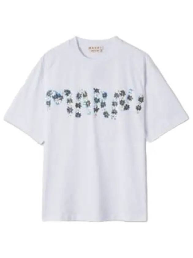 Daisy Logo Print Jersey Short Sleeve T Shirt Lily White Tee - MARNI - BALAAN 1