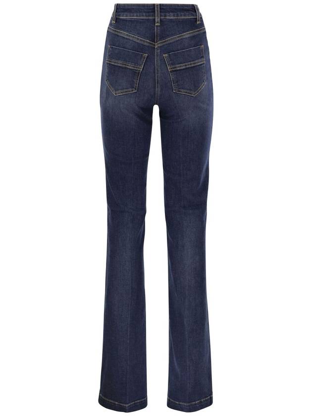 Stretch cotton flared jeans with side button fastening - ELISABETTA FRANCHI - BALAAN 2