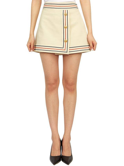 Cotton Linen Short A-Line Skirt Ivory - GUCCI - BALAAN 2