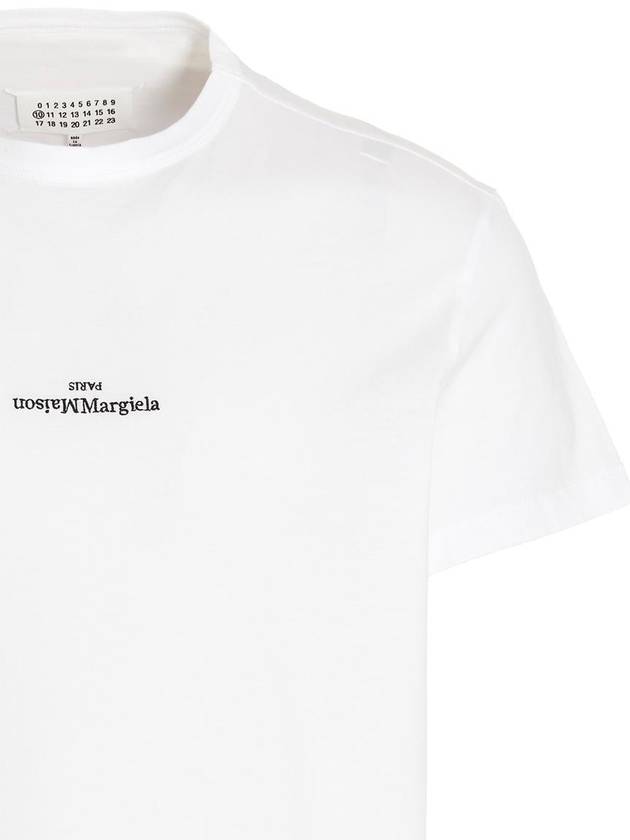 Reverse Embroidered Logo Stitched Cotton Short Sleeve T-Shirt White - MAISON MARGIELA - BALAAN 4