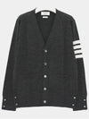 Men's Sustainable Classic Diagonal Wool Cardigan Dark Grey - THOM BROWNE - BALAAN 4