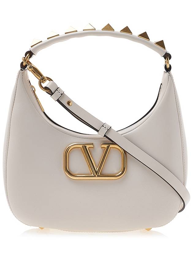 Roman Stud Strap V Logo Shoulder Bag Ivory - VALENTINO - BALAAN 2