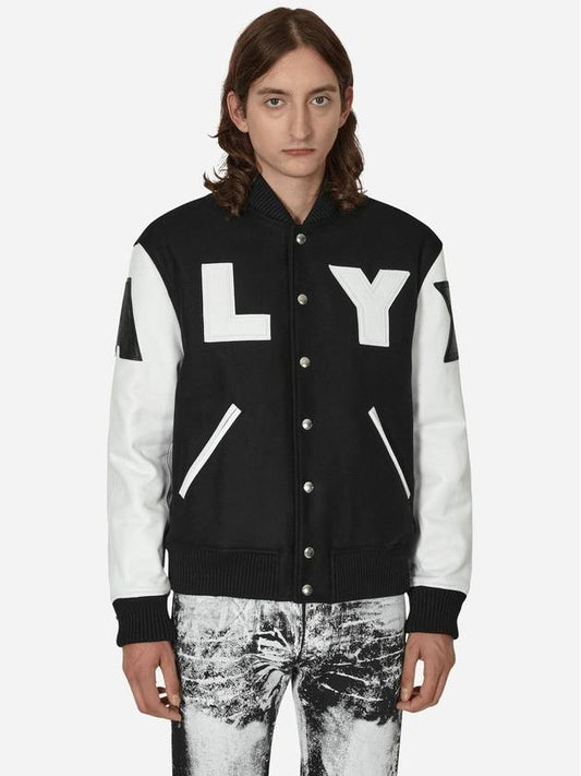 Classic Embossed Logo Leather Varsity Jacket White Black - 1017 ALYX 9SM - BALAAN 2