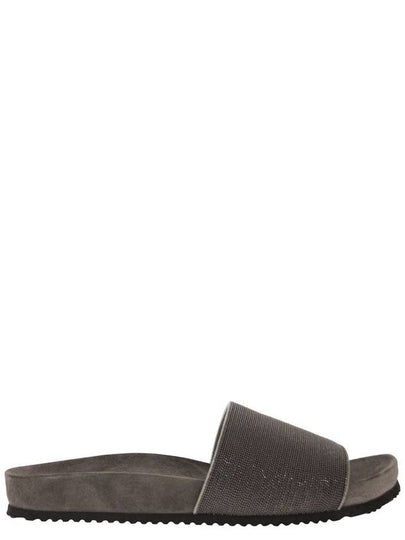 Monili Strap Suede Slippers Grey - BRUNELLO CUCINELLI - BALAAN 2