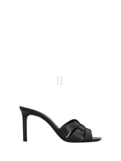 Tribute Leather Sandal Heels Black - SAINT LAURENT - BALAAN 2