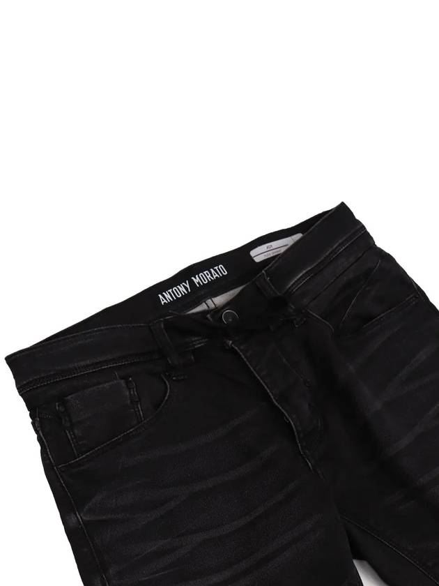 Slim fit washed button string black jeans JN102 - IKALOOOK - BALAAN 4