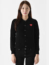 Mini Red Heart Wappen Wool Cardigan Black - COMME DES GARCONS - BALAAN 3