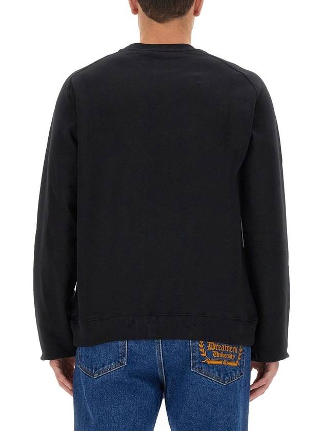 Micro Logo Print Cotton Sweatshirt Black - MSGM - BALAAN 5