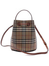 Checked Leather Small Bucket Bag Archive Beige - BURBERRY - BALAAN 5