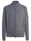 Lens Wappen Lambswool Zip-Up Cardigan Grey - CP COMPANY - BALAAN 1