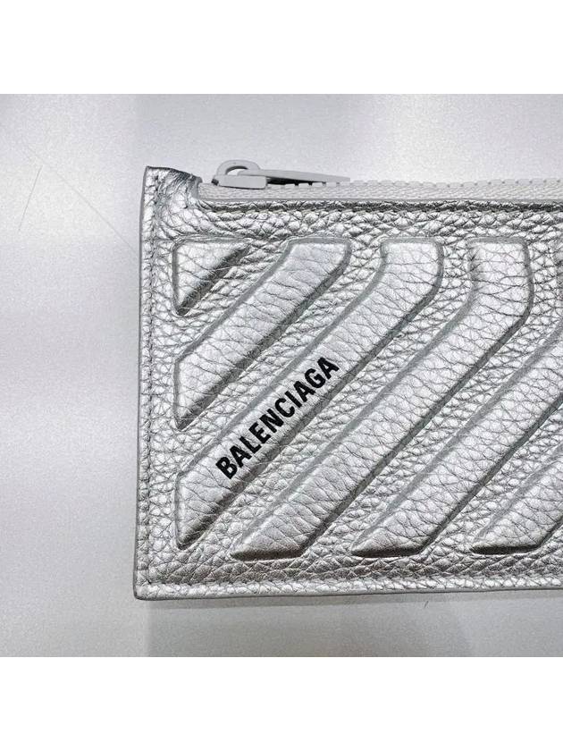 Logo Zipper Card Wallet Silver - BALENCIAGA - BALAAN 4