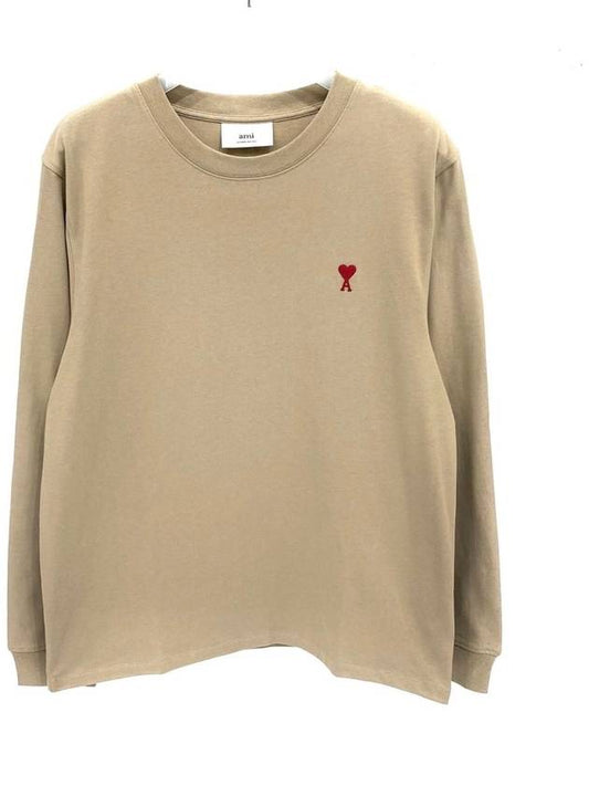 Small Heart Logo Sweatshirt Beige - AMI - BALAAN 2