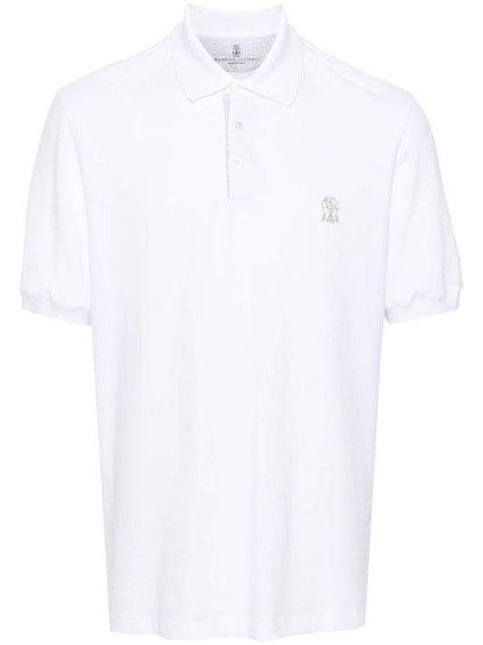 Logo Cotton Polo Shirt White - BRUNELLO CUCINELLI - BALAAN 1