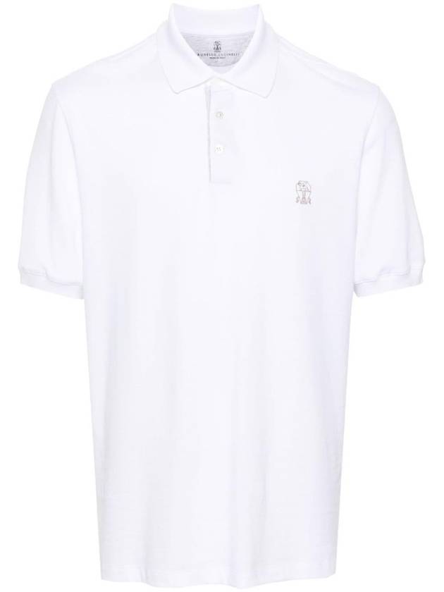 Logo Cotton Polo Shirt White - BRUNELLO CUCINELLI - BALAAN 1