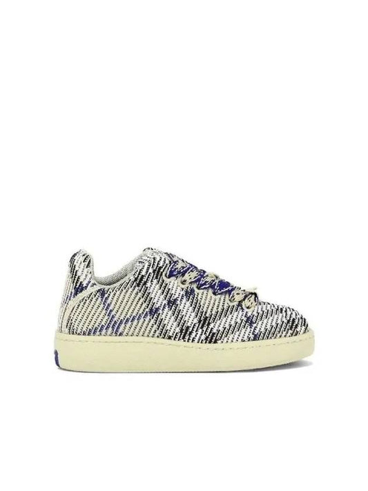 Box Checked Knit Low-Top Sneakers Blue - BURBERRY - BALAAN 2