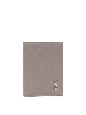 Tiny Cassandre Credit Grained Leather Card Wallet Grey - SAINT LAURENT - BALAAN 1