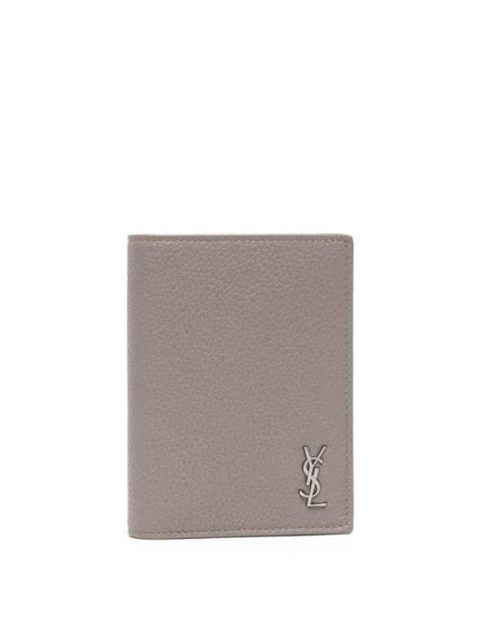 Tiny Cassandre Credit Grained Leather Card Wallet Grey - SAINT LAURENT - BALAAN 1