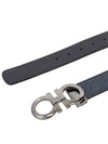 Gancini Reversible Adjustable Smooth Hammered Calfskin Leather Belt Navy - SALVATORE FERRAGAMO - BALAAN.