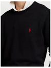 Embroidered Pony Logo Crew Neck Cotton Knit Top Black - POLO RALPH LAUREN - BALAAN 5