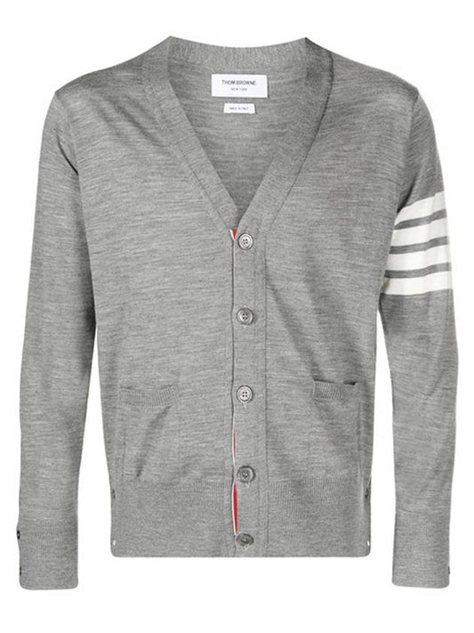 Men's Sustainable Classic Diagonal Wool Cardigan Pale Grey - THOM BROWNE - BALAAN 2