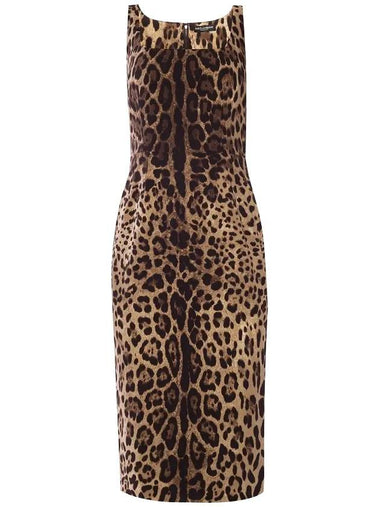 Leopard Charmize Midi Dress Brown - DOLCE&GABBANA - BALAAN 1