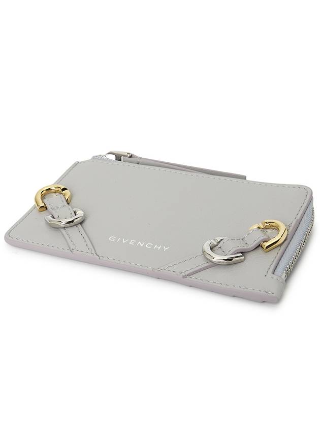 Voyou Zipper Leather Card Wallet Grey - GIVENCHY - BALAAN 4